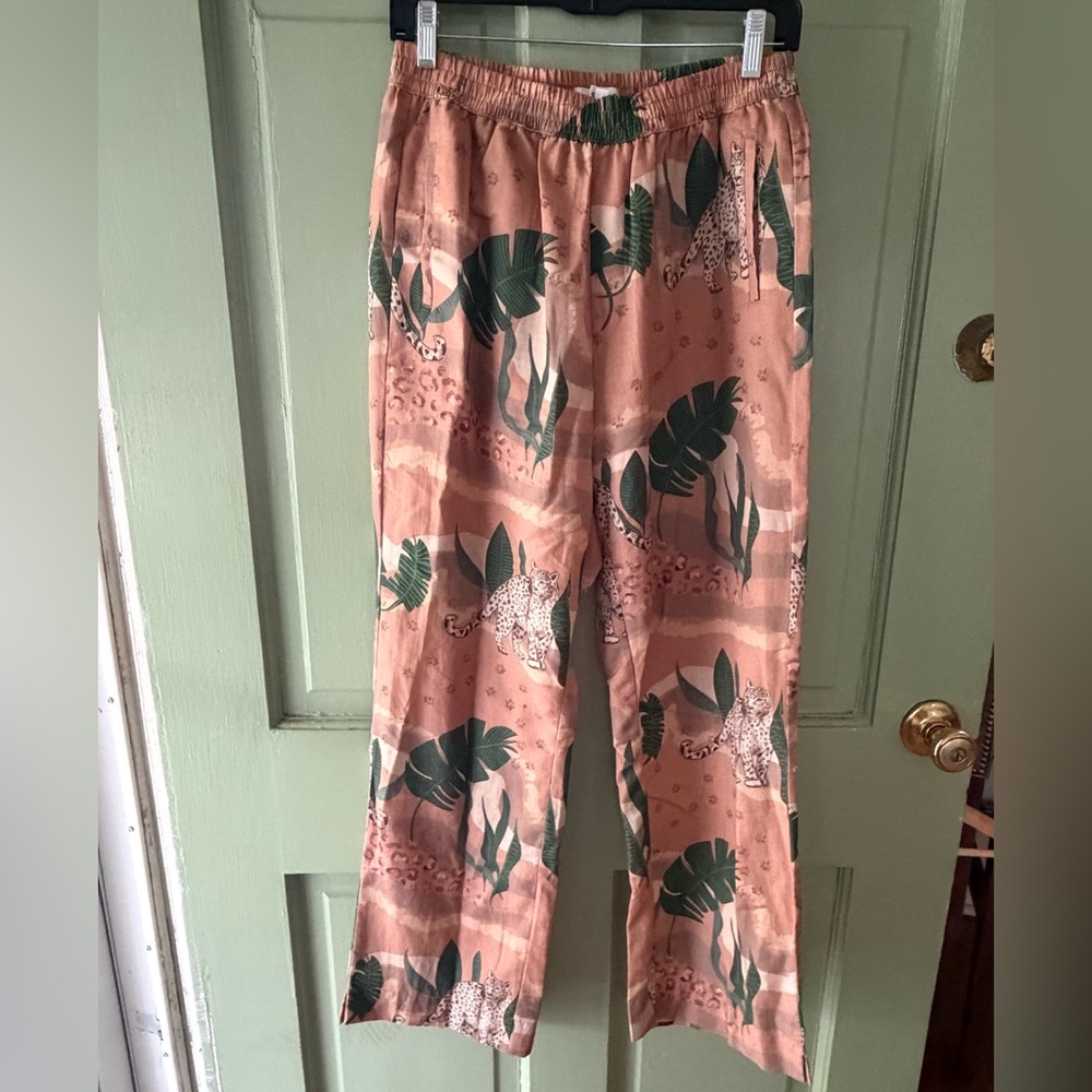NWOT Las Surenas Printed Tiger Linen Pants jungle d’ amour large